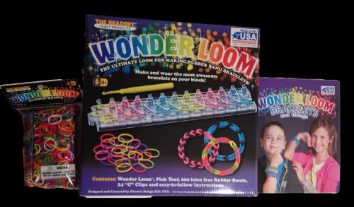 Wonderloom Rubber Band Bracelet Kit With 600 Latex Free Rubber Bands and 24 C-Clips Bundle Includes Additional Bracelet Making Pattern Book and 1,200 Bonus Bands and 48 Bonus "C" Clips