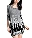 DJT Womens Scoop Neck Long Sleeve Stretchy Printed Casual Blouse Top