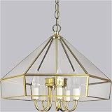 Progress Lighting Polished Brass Clear Flat Five-Light Pendant