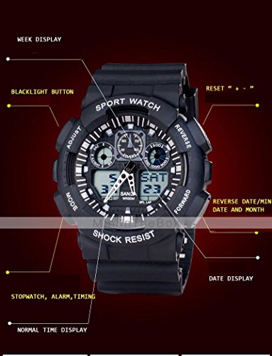 Military Army Navy Marines Air Force Police Firefighter Men Women Waterproof Dual Sport Diving Wrist Watch Blue