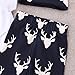 Newborn Infant Baby Girls Boy Deer Tops Bodysuit Long Pants Hat 3pcs Outfits Set,White&navy Blue,0-3 Months