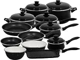 Magefesa Provence Black Matte/Gloss Enamel On Steel 16 and 2 Piece, Cookware Set