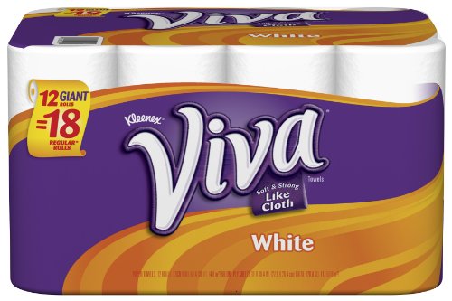 Viva Giant Roll Paper Towels, 66 Sheets per Roll, White, 12 Count (Pack of 2)