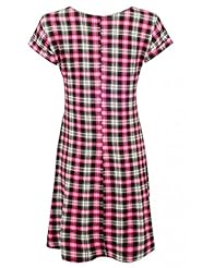 Viscose Round Neck Short Sleeves Checkered Print Tunic 