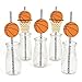 Big Dot of Happiness Nothin' but Net - Basketball Paper Straw Decor - Baby Shower or Birthday Party Decorative Straws - Set of 24