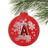 Los Angeles Angels of Anaheim Red Snowflake Glass Ornament