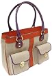 Etro Beige Canvas Orange And Purple Leather Trimmed Tote 17848-9989-750