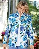 IMAGE OF Swann Watercolor Print Jacket, Blue Floral, Large