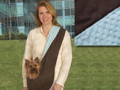 Designer Dog Carrier - Reversible Sling Pet Carrier - Blue / Brown