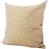 Lavievert Decorative Ramie Cotton Square Toss Pillowcase Cushion Cover Handmade Khaki Twinkling Throw Pillow Case with Hidden Zipper Closure 18 X 18 Inches