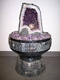 Aqua Amethyst Geode Fountain With Light And Crystal Sphere.