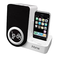 iHome iP41 Rotating Alarm Clock for iPod and iPhone with Remote Control (White)