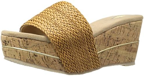 Volitile Women's Weaved Wedge Sandal, Tan, 6 B US