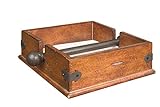 Creative Co-op CG0232 Square Wood Napkin Holder with Metal Bar, 9.5-Inch, Brown