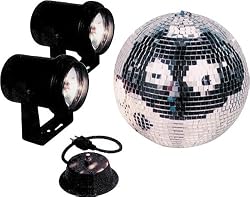 American DJ  M-502L 12 Inch Mirror Ball Kit With Motor 2 Pinspots And Gels