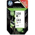 HP 338/343 - Print cartridge black, colour (cyan, magenta, yellow) - blister