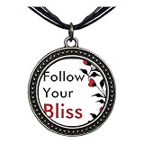 GiftJewelryShop Bronze Retro Style Words Follow Your Bliss Dots Flower Pendant Charm Necklaces #20