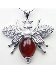 Candygem 1.30 Inches Large Queen Bee Pendant 7.00 Cts. Red Agate By Venezia Designs. Free Gift Box.
