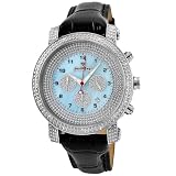 Just Bling Men's Rock Star Stainless Steel Diamond Chronograph
Leather Watch #JB-8101L-F