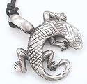 Gecko Lizard Reptile Silver Tone Pewter Pendant Necklace