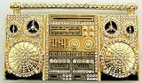 Gold Boombox Rhinestone Belt Buckle Ghetto Blaster