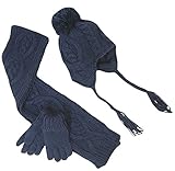 エムジュニア ニット帽子&マフラー・手袋セット ケーブル編み 1-20-191 ネイビー 50cm