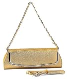 Classical Lustrous Snake Skin Pattern Baguette Clutch Evening Bag Handbag w/Shoulder Strap