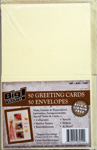 50 Blank Greeting Cards & Envelopes 5x7 A7 Ivory