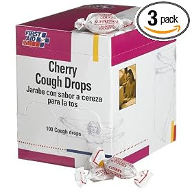 First Aid Only Cherry Cough Drops, 100-Count Boxes (Pack of 3)
