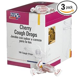 First Aid Only Cherry Cough Drops, 100-Count Boxes (Pack of 3) by First Aid Only