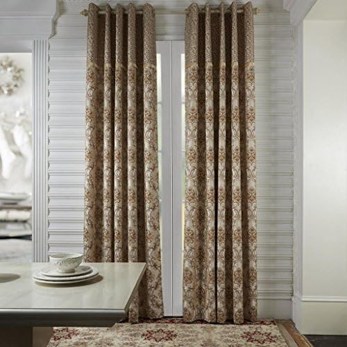 twopages Rococo Jacquard Floral Grommet Top Energy Saving Curtain 84Wx102"L (One Panel) Multi Size Available Custom 63/84/96/102 Inch Length