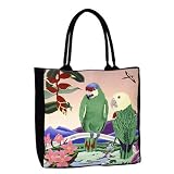 EcoLargeToteBagwithAmazonParrotsPaintingbyArtistRauldelRio