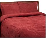 Luxury Microsuede Full Comforter 4-Piece Bedding Set, Burgundy
