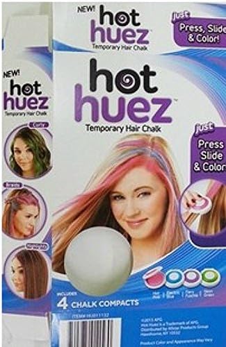 Girls Womens Hot Huez Set of 4 Bright Party Temporary Hair Colour Chalk Boxed