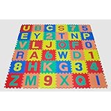 Children Alphabet Letters and Counting Numbers Soft Mat - Each Tile: 12' X 12' X 5/8' Thick