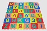Children Alphabet Letters and Counting Numbers (A-Z, 0-9) Soft Mat - Each Tile: 12 X 12 X 5/8 Thick