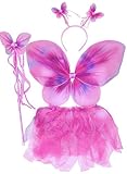 Pink & Purple Neon Fairy Butterfly Costume Tutu Set (4 pc)