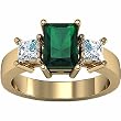 14K Yellow Gold Chatham Created Emerald and Diamond Ring