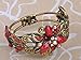 Alilang Womens Antique Golden Tone Red Rhinestone Floral Lily Poinsettia Flower Bangle Cuff Bracelet