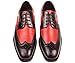Bolano Mens Two-Toned Black and Red Classic Smooth Dress Shoe with Wing-Tip and Perforated Detailing: Style Elwyn Red-212
