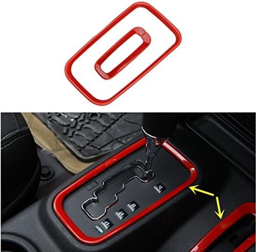 2pcs Set Interior ABS Gear Box Panel+Transfer Case Frame Decoration Cover Trim For Jeep Wrangler JK 2007-2015 (Red)