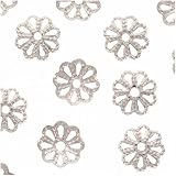 Bright Silver Plated Open Petal Flower Bead Caps 6mm (50)