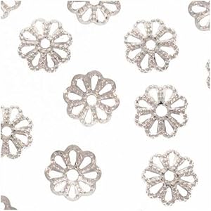 Silver-Open-Petal-Flower-Bead-Caps-6mm-50-
