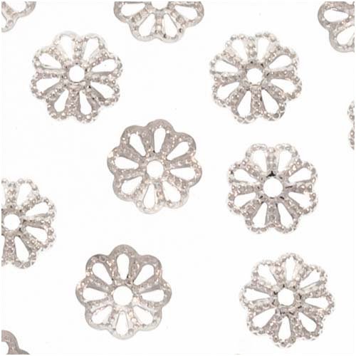 Silver Open Petal Flower Bead Caps 6mm (50)
