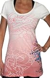 ED HARDY by Christian Audigier Womens Tattoo Koi Dragon Dip Dye T-Shirt Tee Top Light Pink