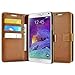 Note 4 Case, Note 4 Wallet Case, caseen® Ottimo Leather Slim Folio (Brown) w/Stand Flip Cover Folio for Samsung Galaxy Note 4