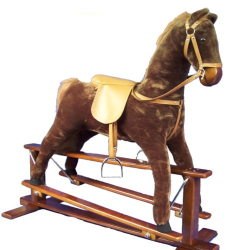 Childrens Toyshop  Third Party New : Large Glide and Ride Plush Chestnut Rocking Horse.