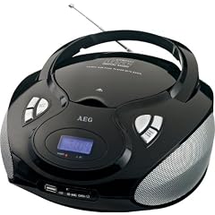 AEG SR 4336 Tragbares Stereo Radio (CD/MP3-Player, MW/UKW-Tuner, 60 Watt PMPO, USB) schwarz