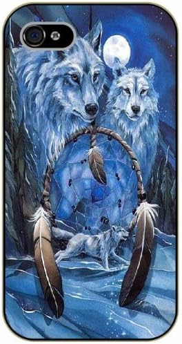 Dreamcatcher, wolfs and moon - iPhone 4 / 4s black plastic case / Inspiration