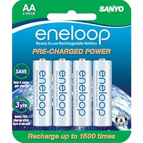 Sanyo NEW 1500 eneloop 4 Pack AA Ni-MH Pre-Charged Rechargeable Batteries by